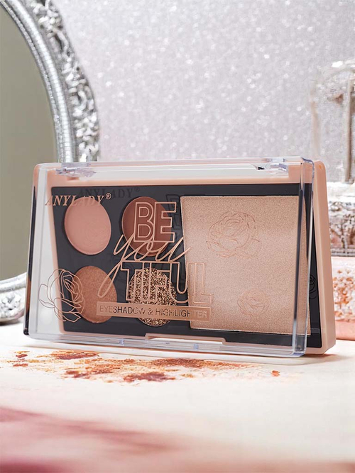 Палитра з 4 блискучими тінями для повік та хайлайтером Ruby Glamour