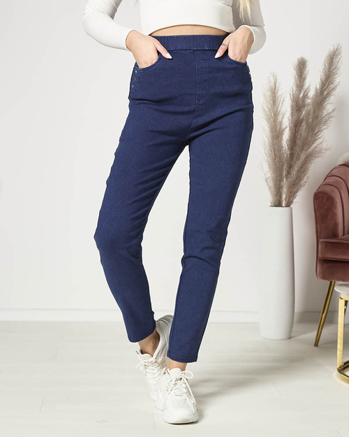 Темно-сині жіночі лосини PLUS SIZE- Одяг