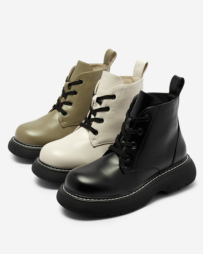 Чорні жіночі черевики з екошкіри на суцільній підошві Tarrafa - Взуття