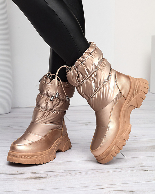 Рожево-золоті жіночі стьобані зимові черевики Dessi