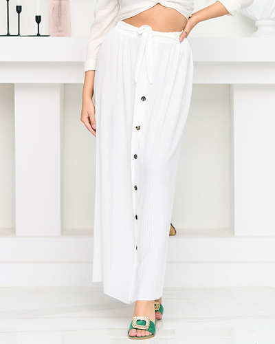 Dámská bílá plisovaná midi sukně s knoflíky - Obuv