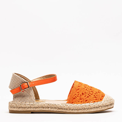 Oranžové sandály espadrilles s svrškem prolamované Asie - Obuv