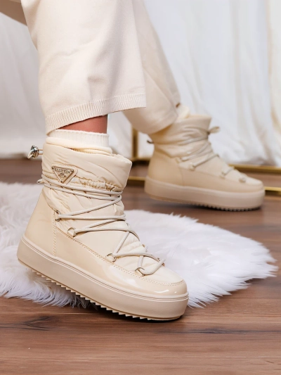 Royalfashion Dámské nazouvací boty a'la snow boots v béžové barvě Vevnose