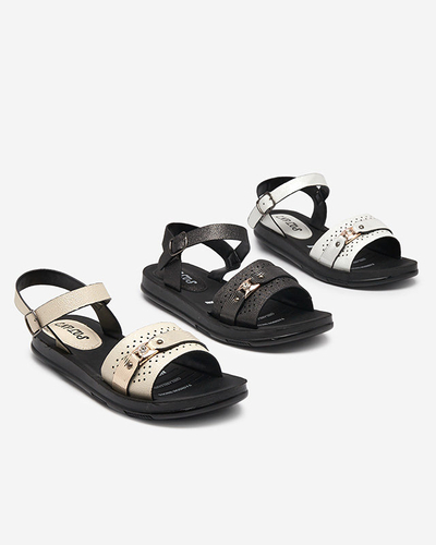 OUTLET Lesklé béžové dámské ploché sandály Nafi- Footwear