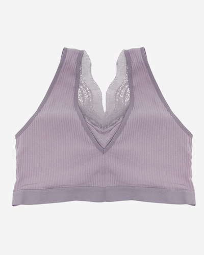 Жіночий фіолетовий спортивний бюстгальтер з мереживом - Нижня білизна