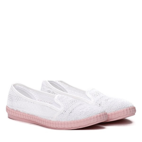 Biało-różowe slip on Alejandra- Obuwie