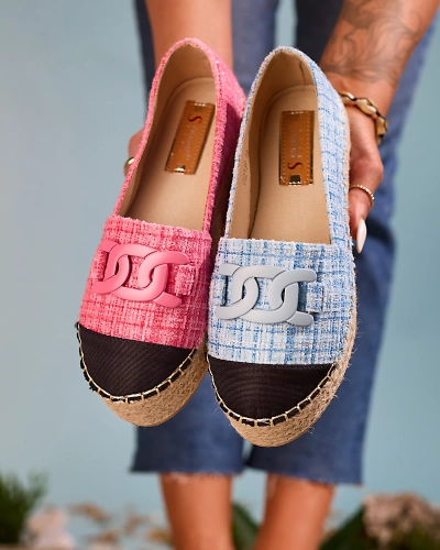 Royalfashion Dámské kostkované espadrilky v růžové barvě Dempik