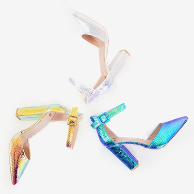 Holografické modré lodičky a'la hadí kůže Monifik - obuv