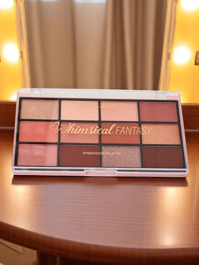 ANYLADY Paleta 12 očních stínů s třpytivým a matným efektem Champagne Ruby Glamour