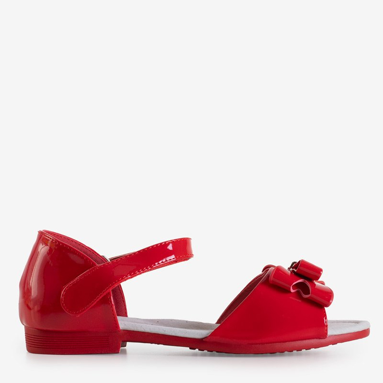 Červené dětské sandály s mašlí Loqi - Boty