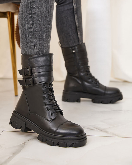 Жіночі черевики-баггі з екошкіри Royalfashion чорного кольору Faserti