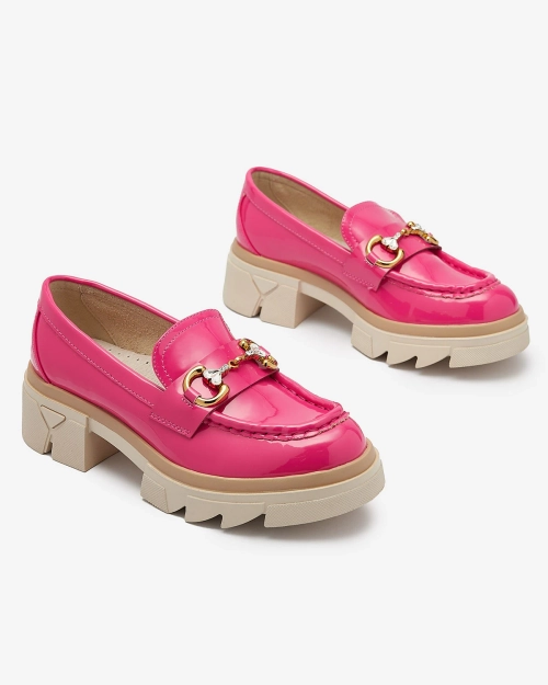 Лаковані жіночі мокасини кольору фуксії з кристалами Inriw - Взуття