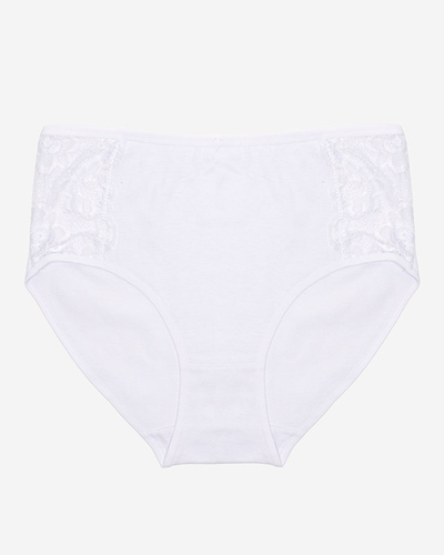 Жіночі білі бавовняні трусики з мереживом PLUS SIZE - Нижня білизна