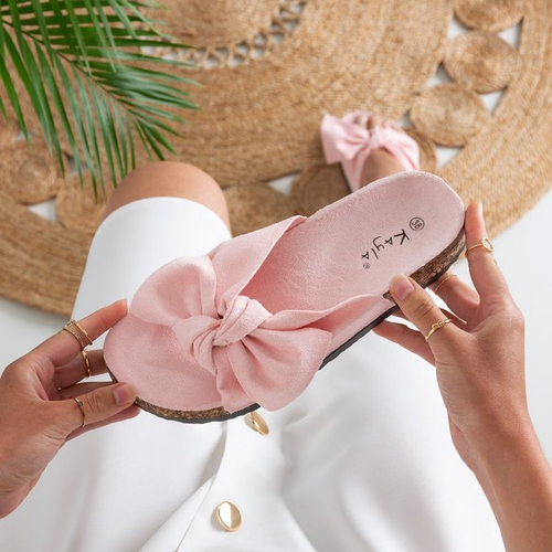 Рожеві жіночі шльопанці з бантом Gabu - Взуття 1