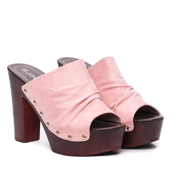 Růžové pantofle na sloupku Louise - Obuv