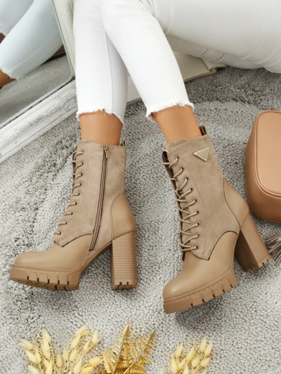 Dámské kotníkové boty eko semišové na sloupku Event Bramble