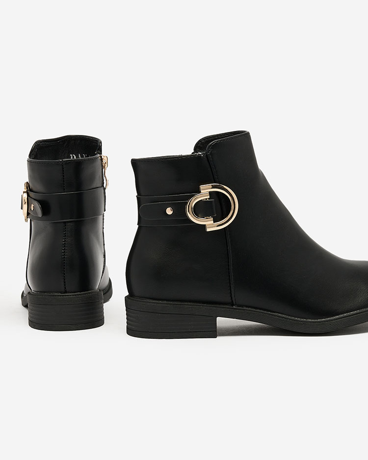 Royalfashion Černé dámské kozačky a'la sztyblety s ozdobami Ederte