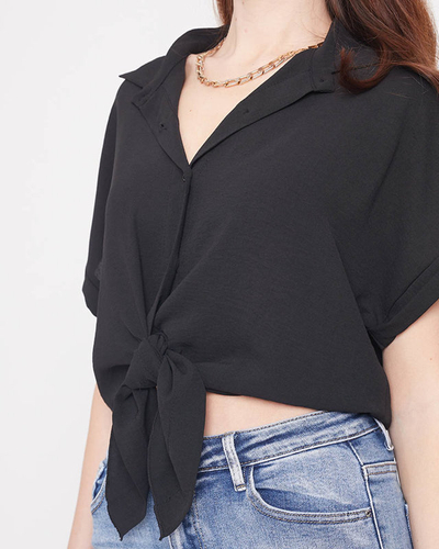 Dámská černá košile se zavazováním - oblečení
