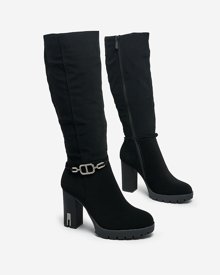 Royalfashion Dámské kozačky Retisa se zdobeným jehlovým podpatkem