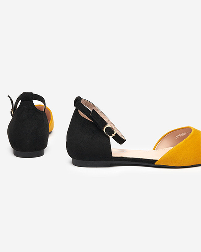 Чорно-жовті жіночі балерини з вирізом Zefosi- Туфлі