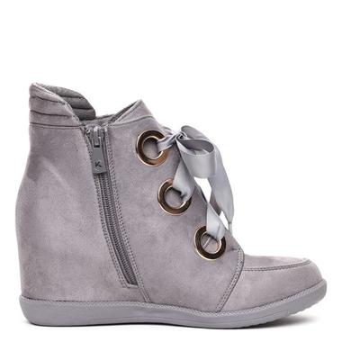 Szare sneakersy wiązane wstążką Andi- Obuwie