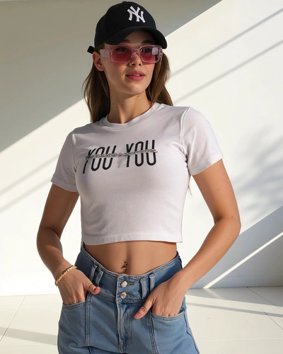 Royalfashion Dámský bavlněný crop top s nápisem