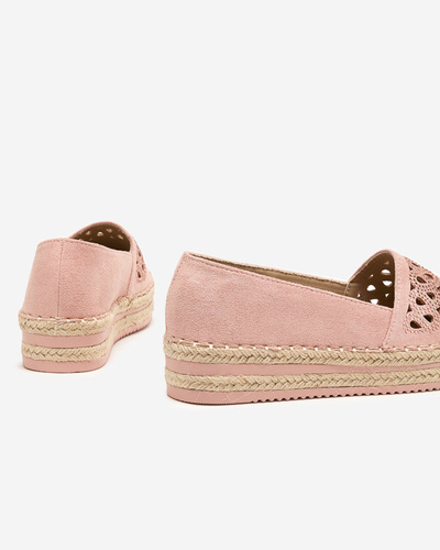 OUTLET Růžové dámské slip on espadrilky s kubickou zirkony Wexy - Boty