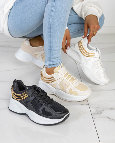 Білі жіночі кеди на прихованій танкетці та ланцюжку Kermona - Взуття