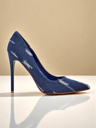 Royalfashion Dámské lodičky na jehlovém podpatku Denim Chic
