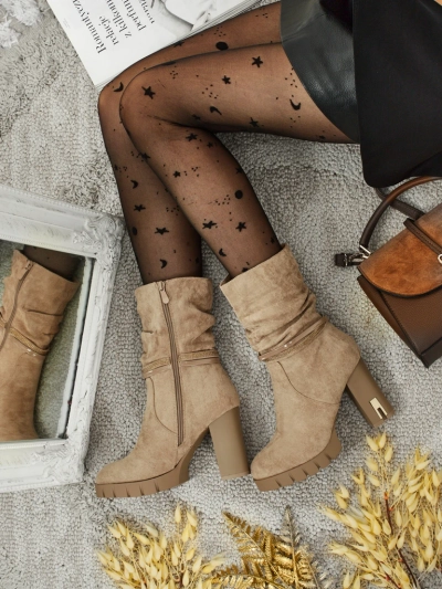 Dámské kotníkové boty eko semišové na sloupku BrambleDusk