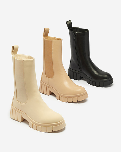 Dámské béžové vysoké zateplené kozačky Otika - Obuv