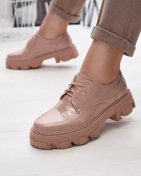 Růžová lakovaná dámská polobotka Delgor- Obuv