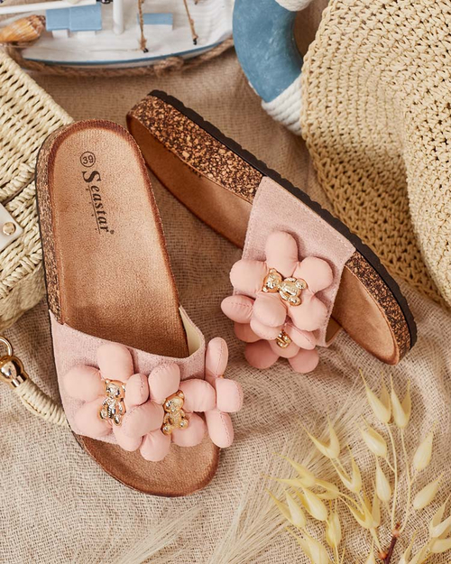 Royalfashion Жіночі шльопанці з золотими ведмедиками та квітами Isaralle