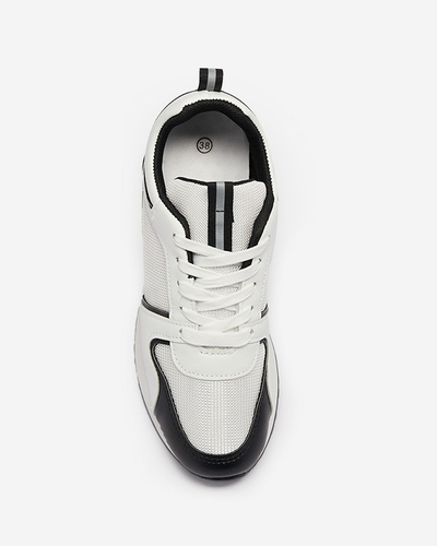 Bílé dámské sportovní boty s černými rubínovými vložkami - Obuv