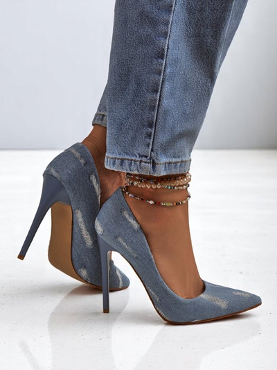 Royalfashion Dámské lodičky na vysokém podpatku Denim Chic