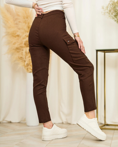 Royalfashion Жіночі прямі бойові штани темно-коричневого кольору