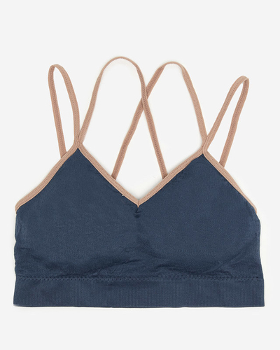 Námořnická modrá dámská sportovní podprsenka s tenkými ramínky - spodní prádlo