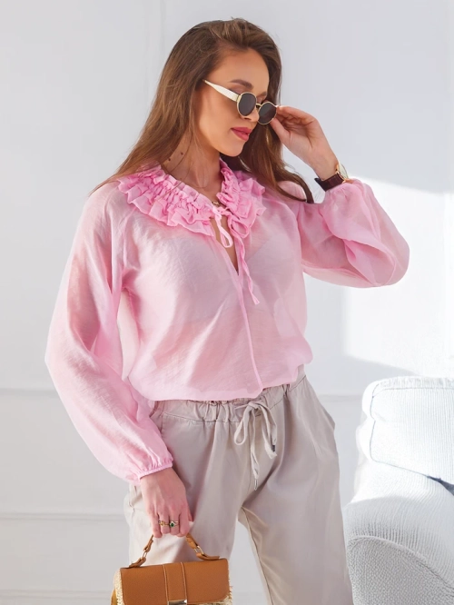 Royalfashion Прозора жіноча сорочка з декоративним коміром