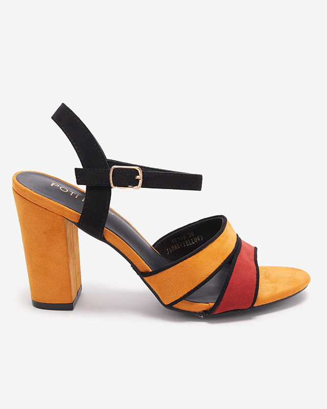 Dámské sandály na sloupku z hořčice Hromm- Obuv