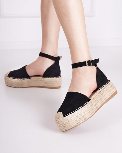 OUTLET Černé dámské sandály a'la espadrilky na platformě Olikar - Boty