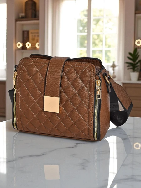 Dámská kabelka Aurelia – tmavě hnědá, ekologická lakovaná kůže, 22x20cm