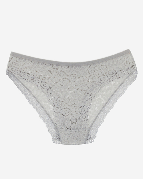 Сірі одноколірні мереживні трусики жіночі - Нижня білизна