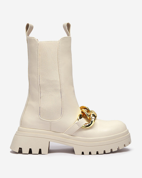 Жіночі черевики з ланцюжком бежевого кольору Evves- Footwear