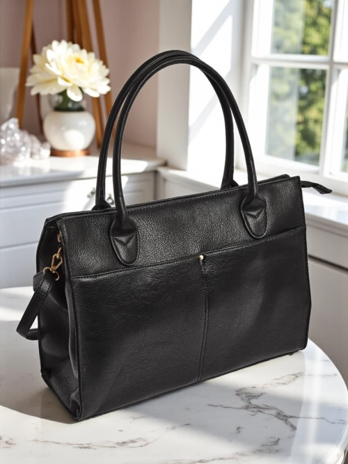Torba damska Aristea Nero czarna skóra ekologiczna 41x31 elegancka