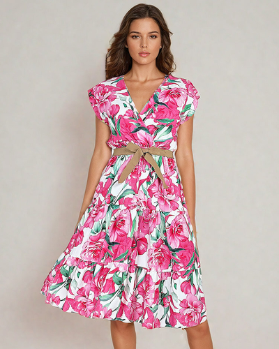 Royalfashion Dámské midiw květinové šaty