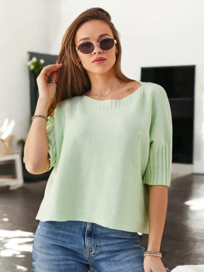 Royalfashion Жіночий в'язаний світшот з віскози з коротким рукавом