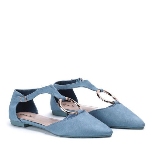 Сині балетки взуття з золотим прикрасою Laurita - Взуття