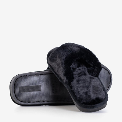Чорні жіночі тапочки з штучним хутром Ramane - Взуття
