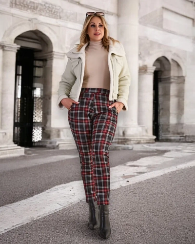 Royalfashion Zateplené dámské tegínové kalhoty PLUS SIZE