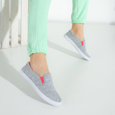 Šedé dámské prošívané návleky s fuchsiovými vložkami Weridia - obuv